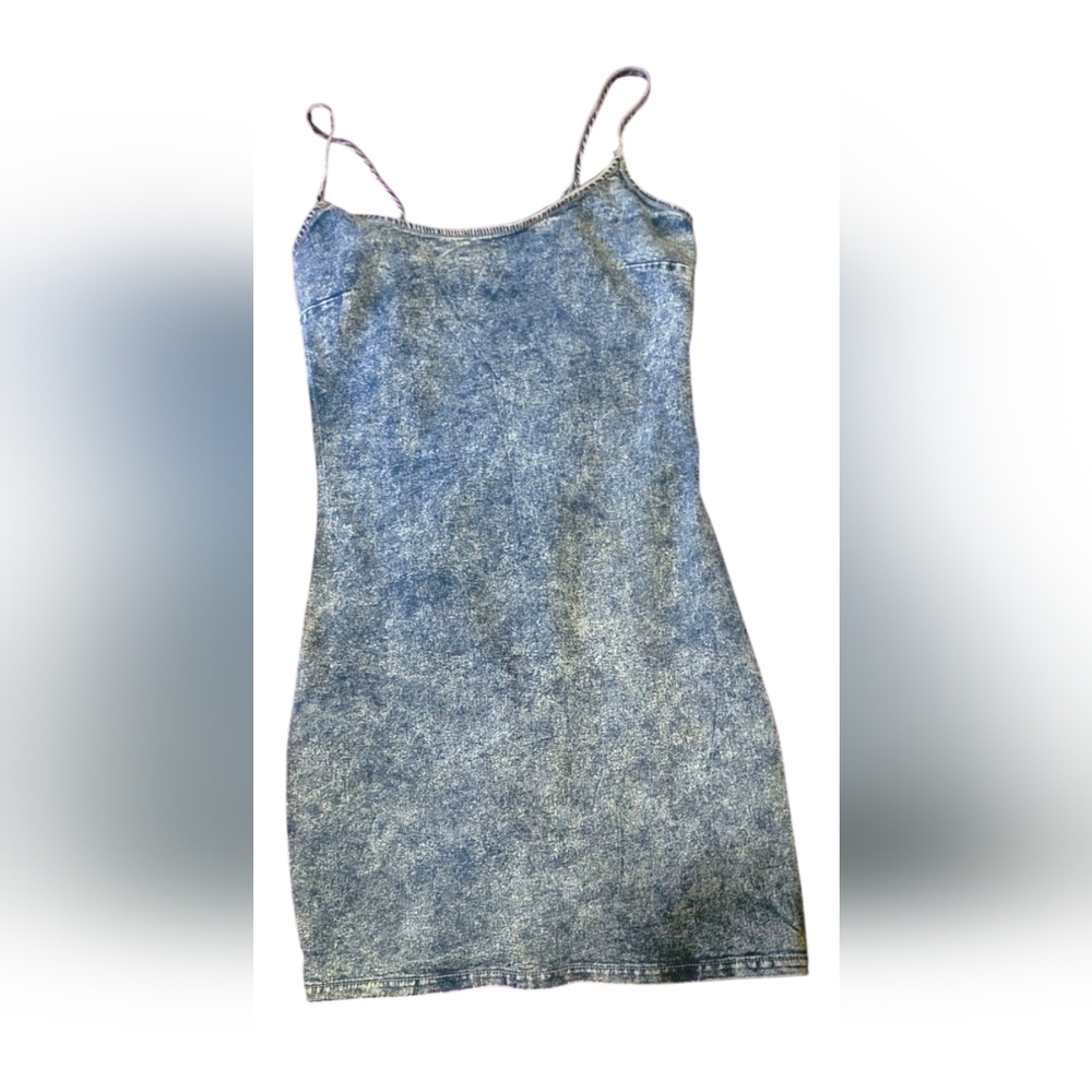 Lefties Blue Denim Lightly Acid Washed Mini Dress